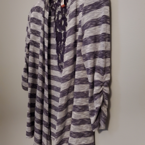 Purple Striped Lace No Boundaries Cardigan - Size L (11/13) - Picture 6 of 15